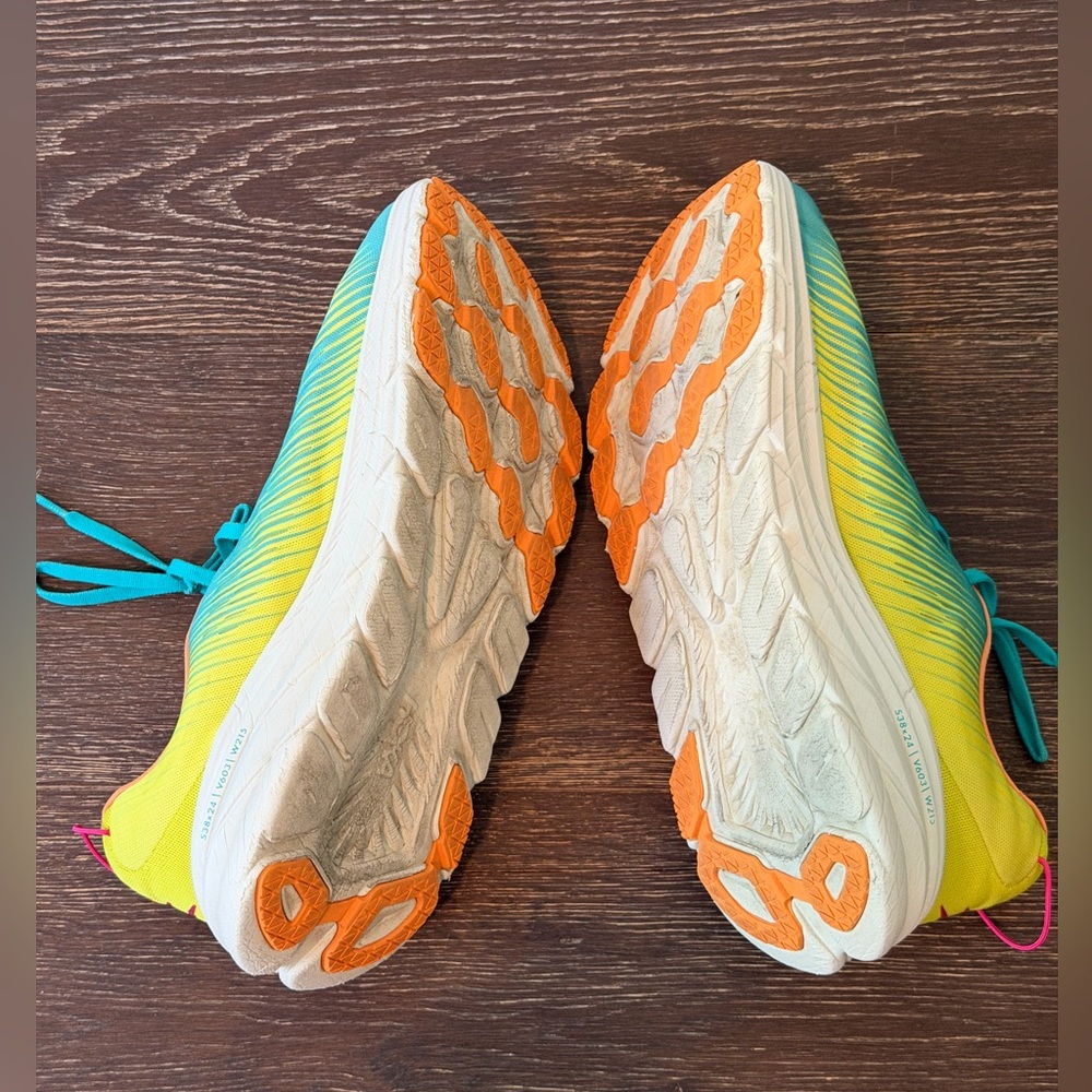 Hoka Rincon 3 Men's Teal Yellow Pink Orange Running Sneakers - Picture 8 of 9
